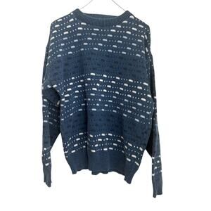 Womens Vintage Victoria Dry Goods Blue Pattern Sweater 100% Cotton Size Medium